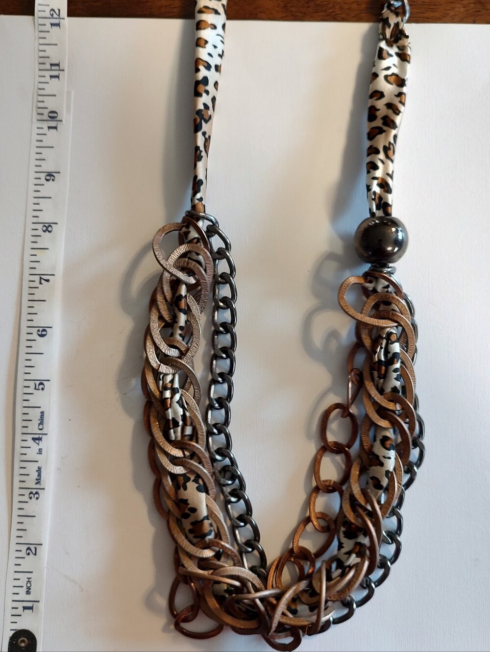 Leopard Print Multichain Statement Necklace - Designer